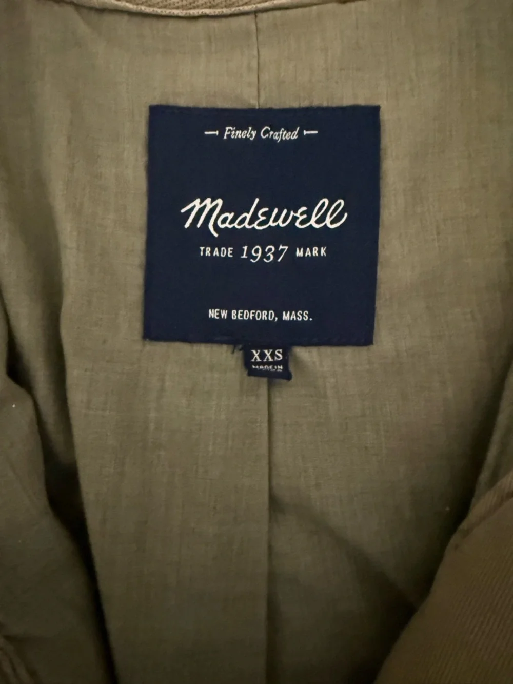 Madewell Quilted Jacket‎ in Olive Green